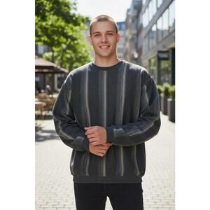 Men's Dark Gray‎ Striped Sweater